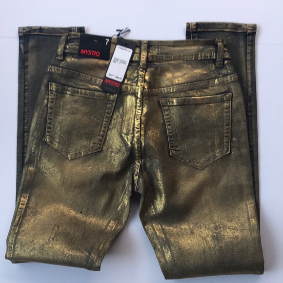 Mystiq Denim Womens/juniors gold metallic jeans - Picture 6 of 8